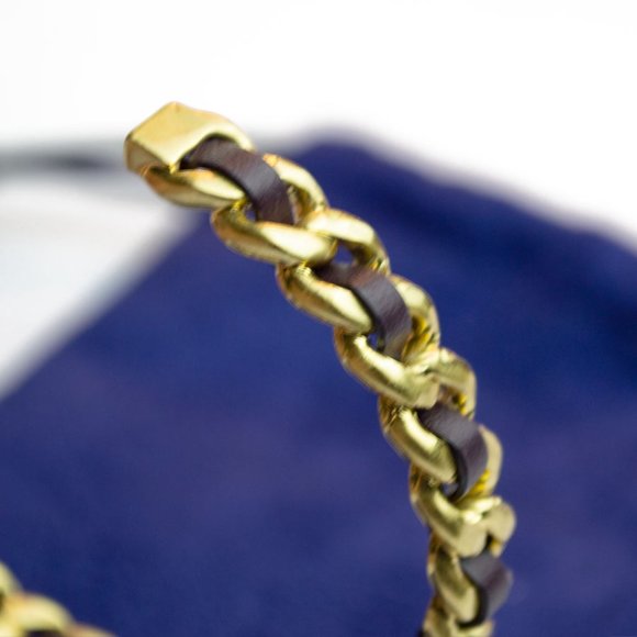 Tory Burch Dark Brown Marion Woven Cuff Bracelet - Picture 8 of 10